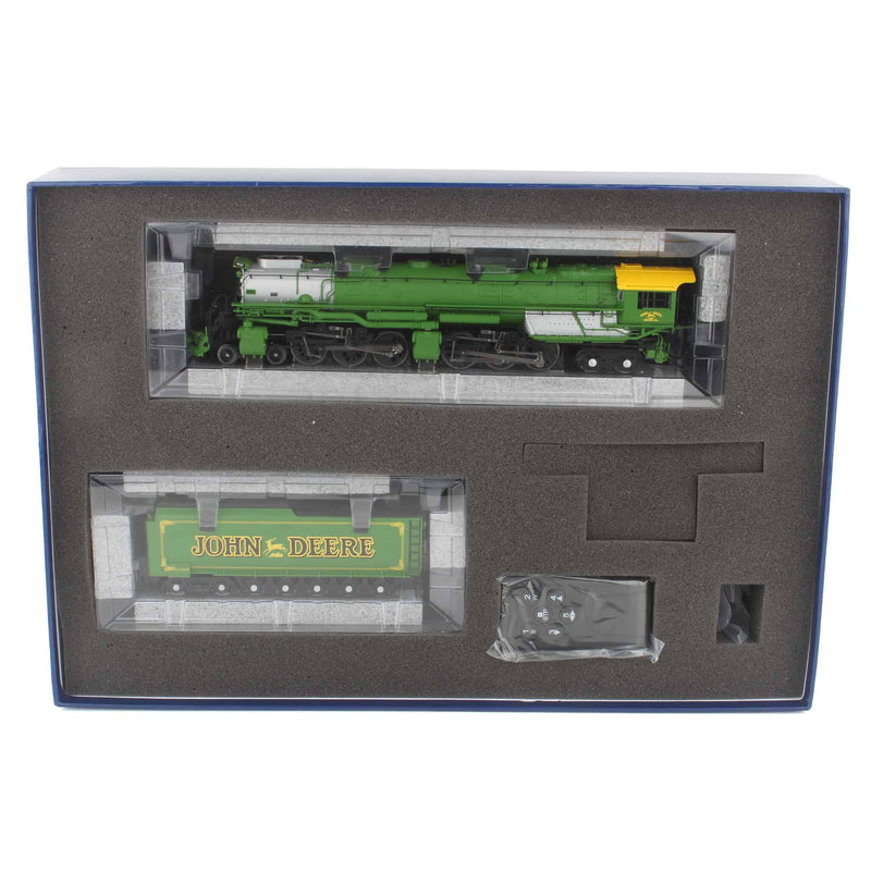 (B&D) 1/87 HO Gauge Challenger 4-6-6-4 Locomotive & Coal Car with Flatbed, John Deere Logos - Damaged Item
