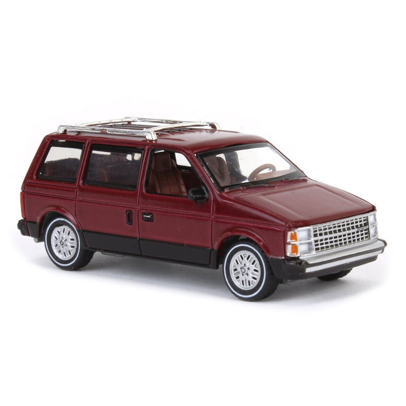 1/64 Auto World 1985 Dodge Caravan, Crimson Red with Black