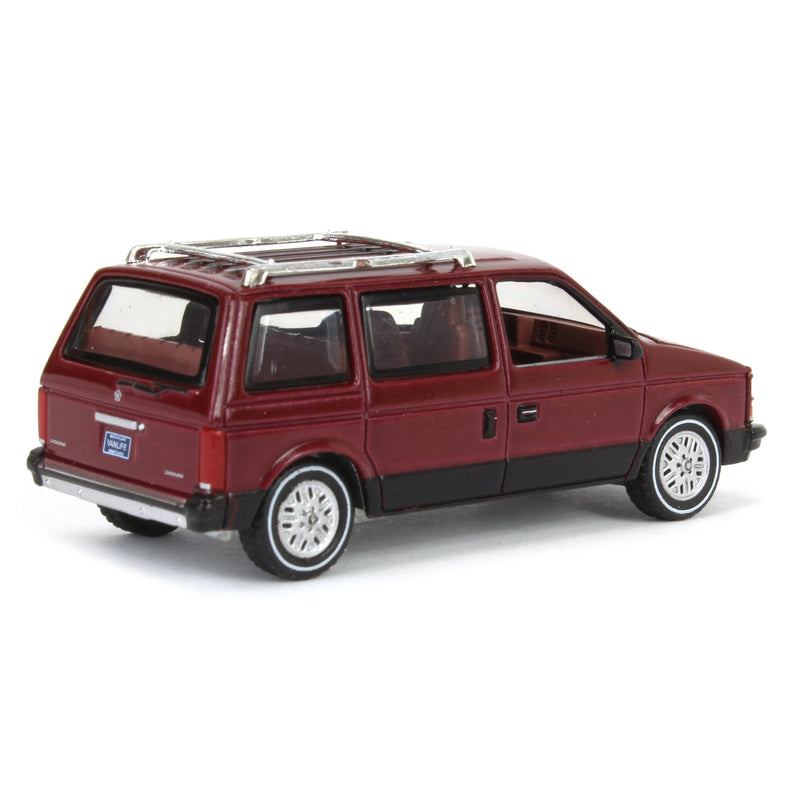 1/64 Auto World 1985 Dodge Caravan, Crimson Red with Black