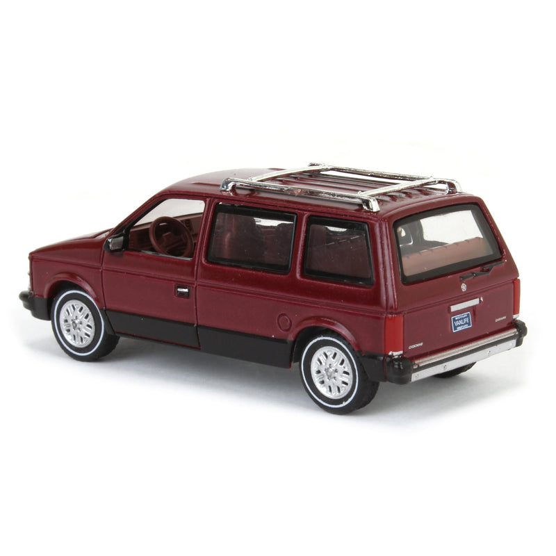 1/64 Auto World 1985 Dodge Caravan, Crimson Red with Black