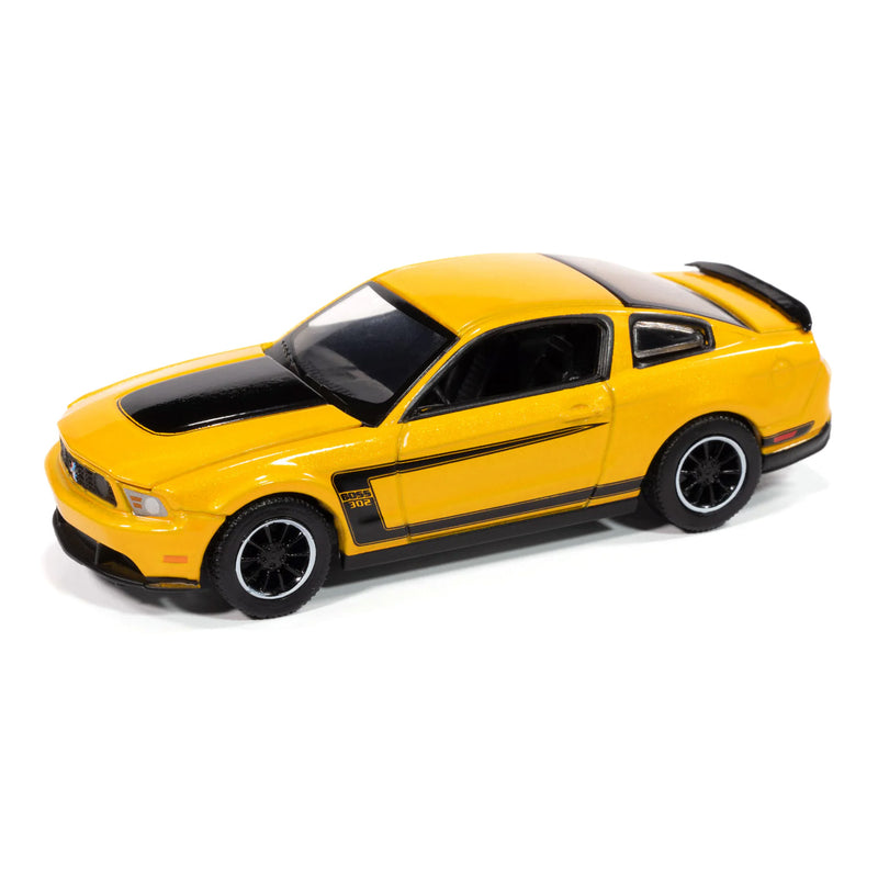 1/64 2012 Ford Mustang Boss 302, Yellow Blaze & Black, Auto World