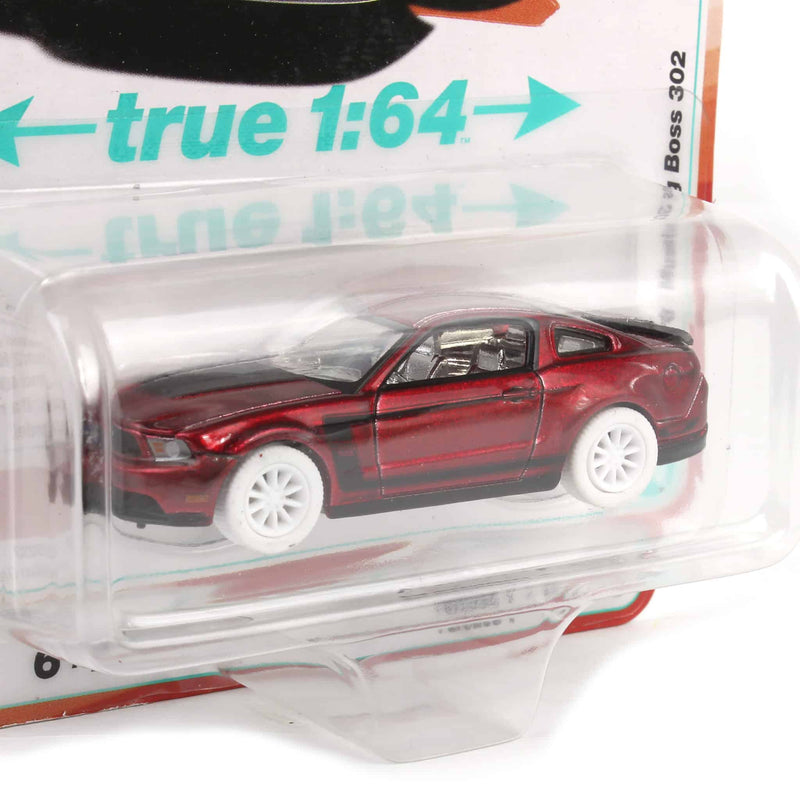 Ultra Red Chase ~ 1/64 2012 Ford Mustang Boss 302, Competition Orange & Black, Auto World