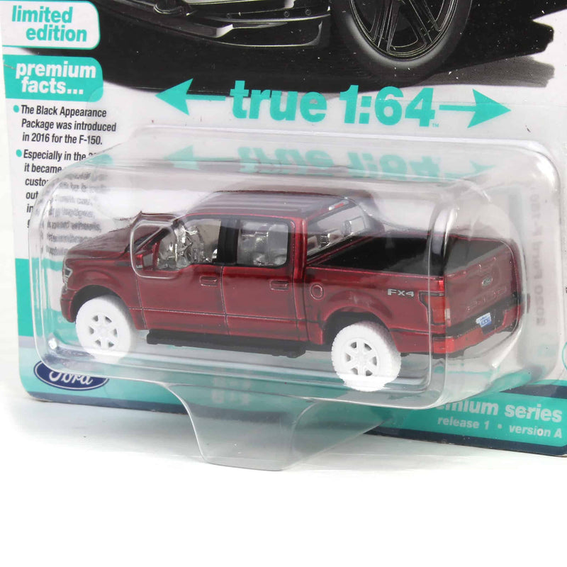 Ultra Red Chase ~ 1/64 2020 Ford F-150 Pickup Truck, Oxford White, Auto World