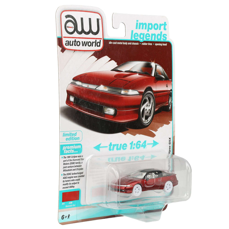 Ultra Red Chase ~ 1/64 1991 Mitsubishi Eclipse GSX, Maranello Red, Auto World
