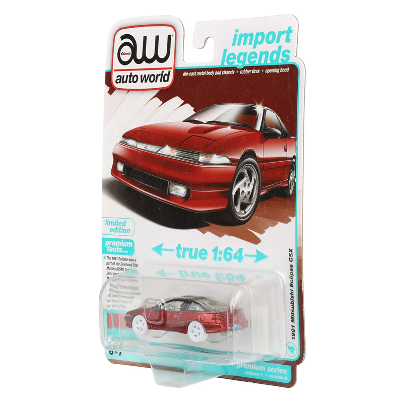 Ultra Red Chase ~ 1/64 1991 Mitsubishi Eclipse GSX, Maranello Red, Auto World