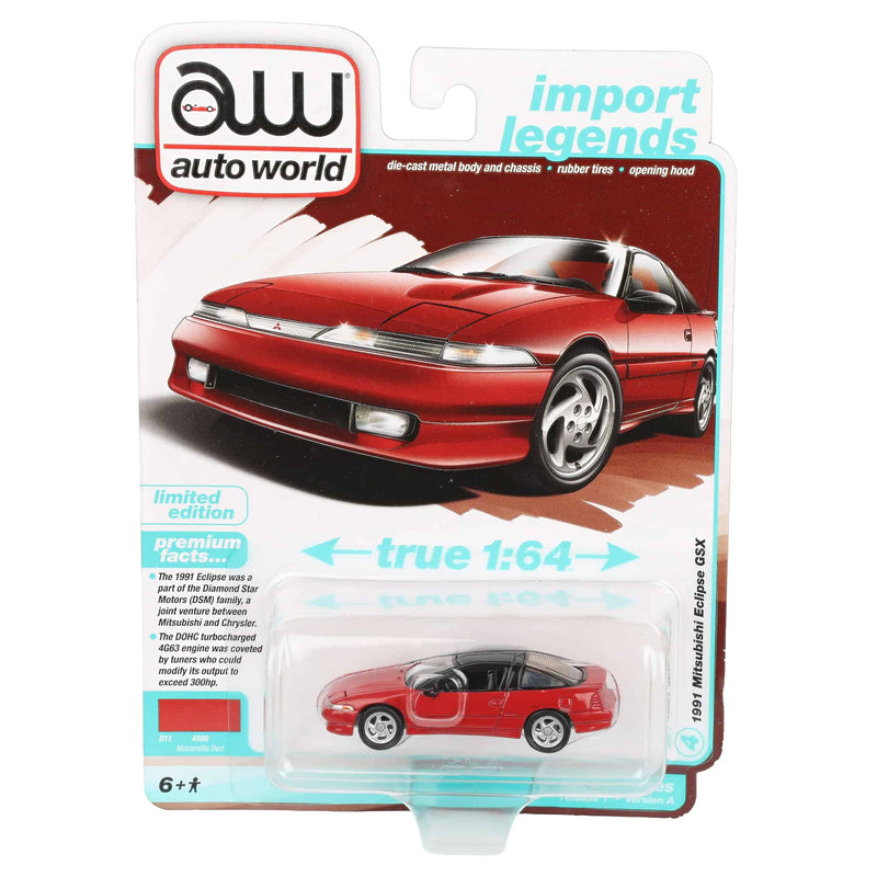 1/64 1991 Mitsubishi Eclipse GSX, Maranello Red, Auto World