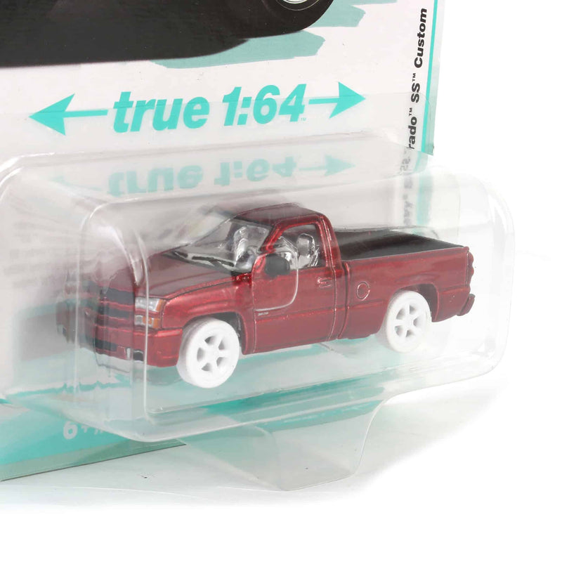 Ultra Red Chase ~ 1/64 2005 Chevrolet Silverado SS Single Cab Custom Pickup Truck, Teal Turquoise Metallic, Auto World