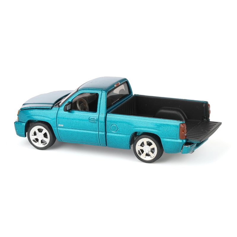 1/64 2005 Chevrolet Silverado SS Single Cab Custom Pickup Truck, Teal Turquoise Metallic, Auto World