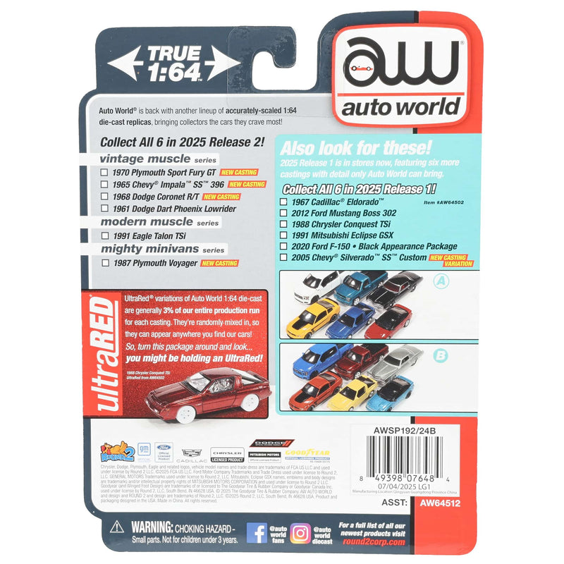 1/64 1970 Plymouth Sport Fury GT, Jamaica Poly Blue, Auto World