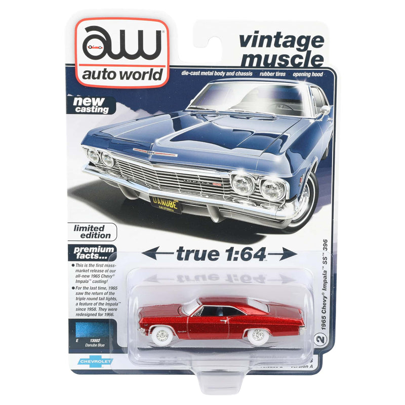 Ultra Red Chase Unit ~ 1/64 1965 Chevy Impala SS 396, Auto World Vintage Muscle Version A