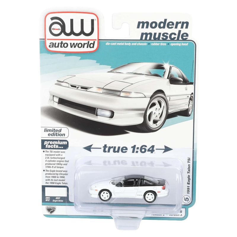 1/64 1991 Eagle Talon TSi, Bright White, Auto World Modern Muscle