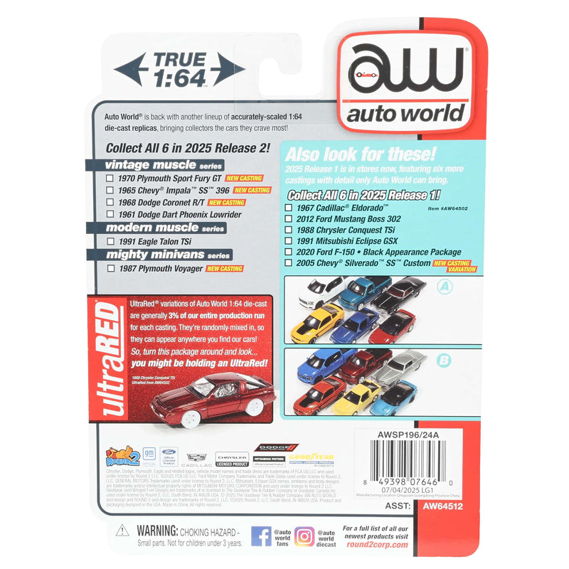 1/64 1991 Eagle Talon TSi, Bright White, Auto World Modern Muscle