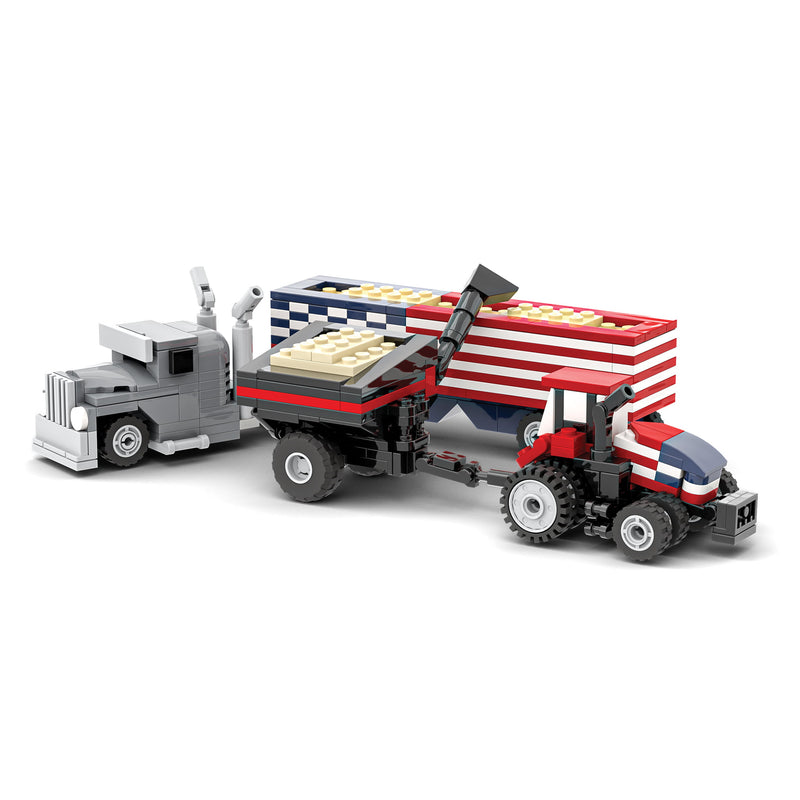 Case IH 250th Anniversary Hauling Set Building Block Set, BrickAg Nanofarm Series, 408 Pieces
