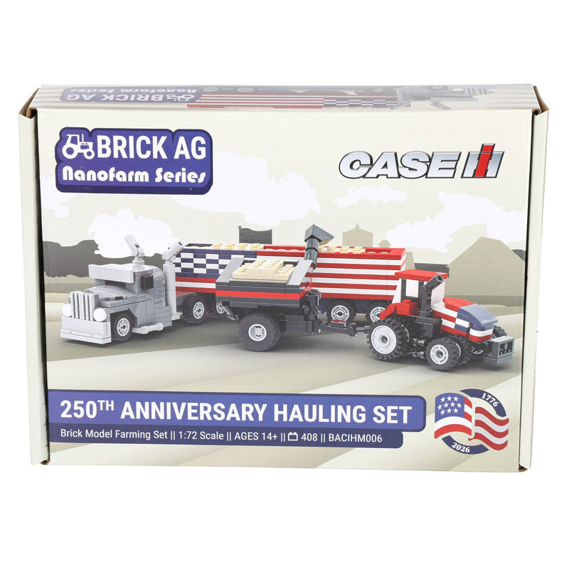 Case IH 250th Anniversary Hauling Set Building Block Set, BrickAg Nanofarm Series, 408 Pieces