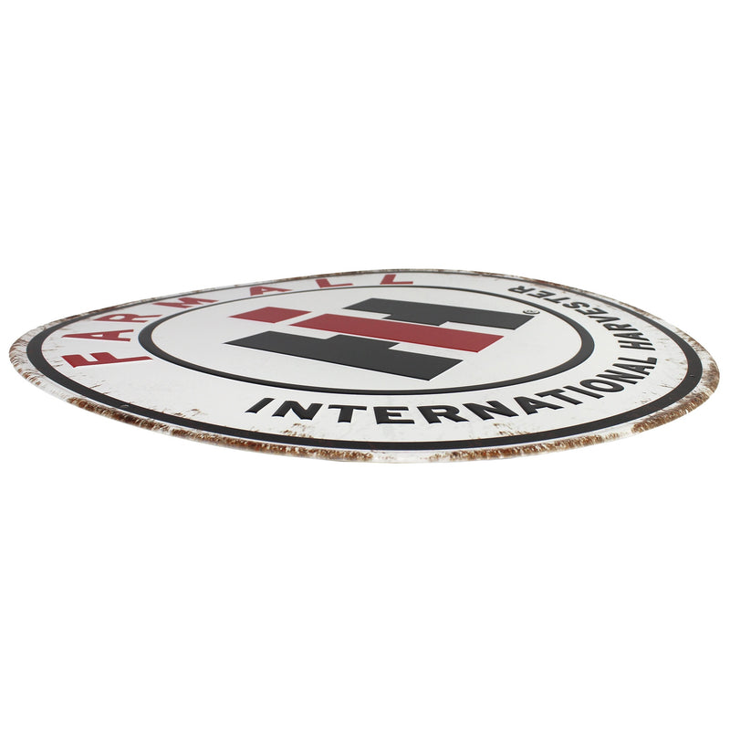 IH Farmall Distressed Metal Sign, 24 Inch Diameter