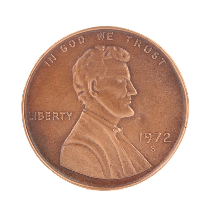Vintage 1972 Abraham Lincoln Copper Penny Belt Buckle by Indiana Metal Craft