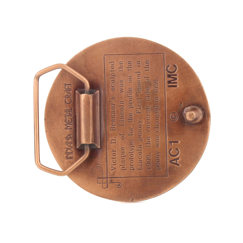 Vintage 1972 Abraham Lincoln Copper Penny Belt Buckle by Indiana Metal Craft