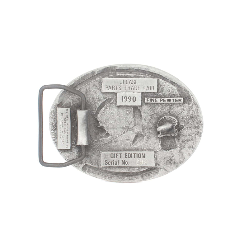 Vintage Pewter Oval Belt Buckle with Case Excavator, 1990 Parts Trade Fair by SpecCast