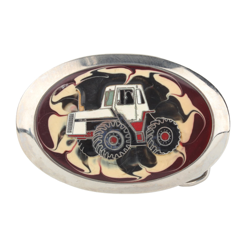 Vintage Case 2670 Traction King Tractor Red Enamel Belt Buckle