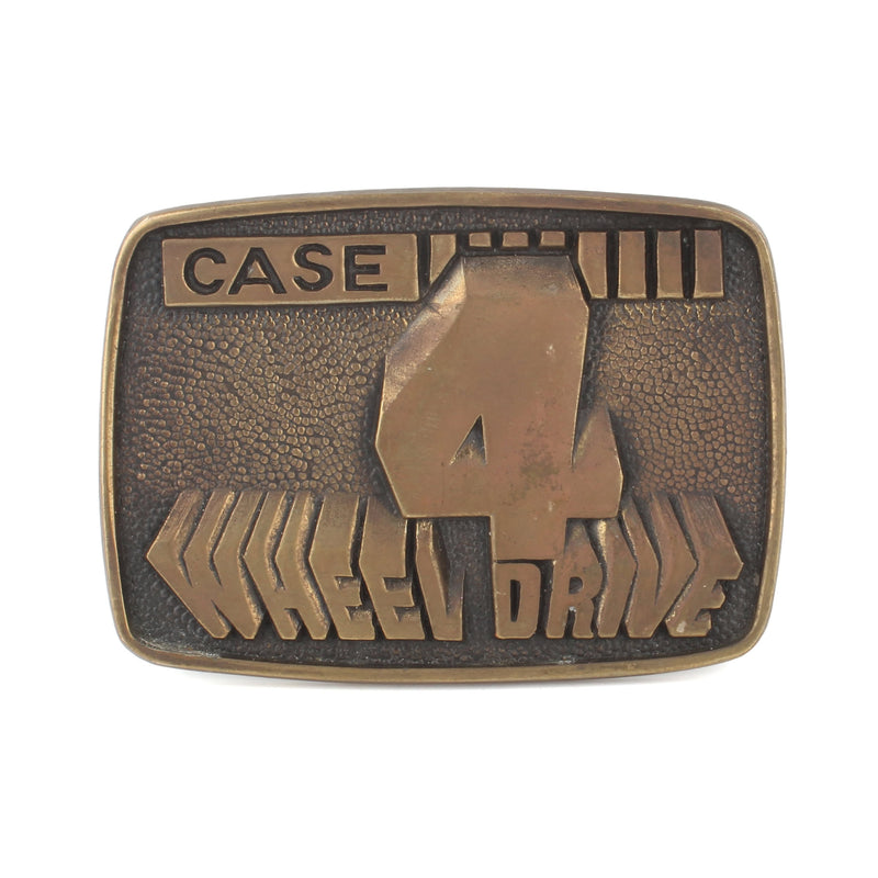 Vintage 1970s Case 4WD Solid Brass Belt Buckle by BTS