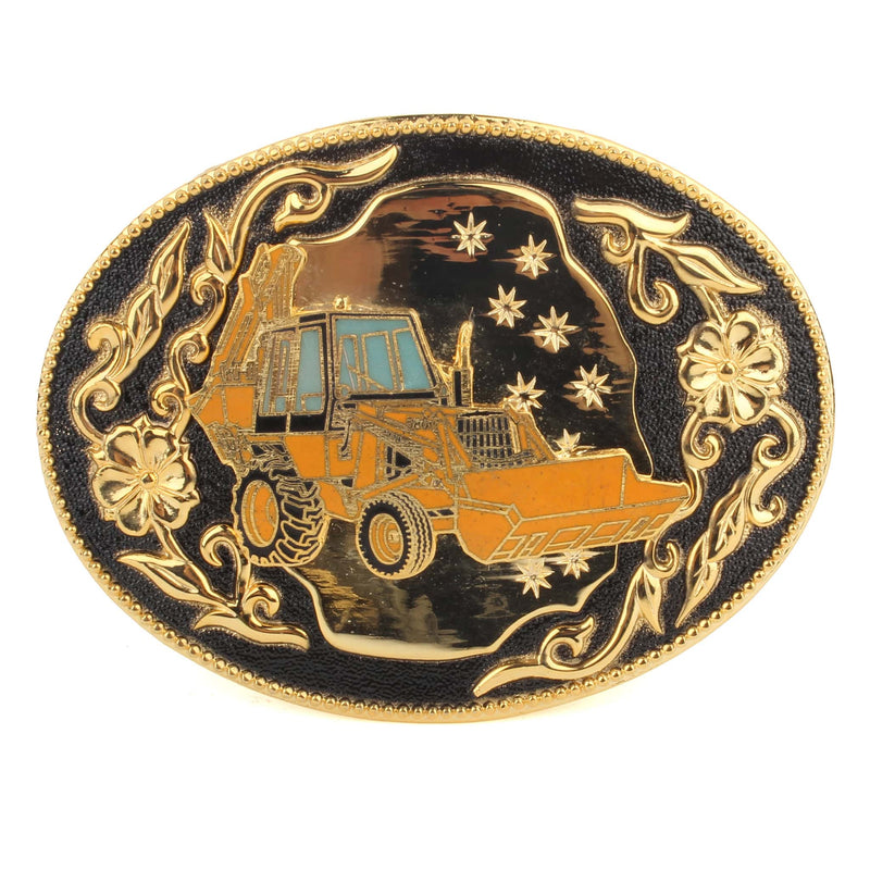 Case 580 Backhoe Loader Enamel & Brass Belt Buckle