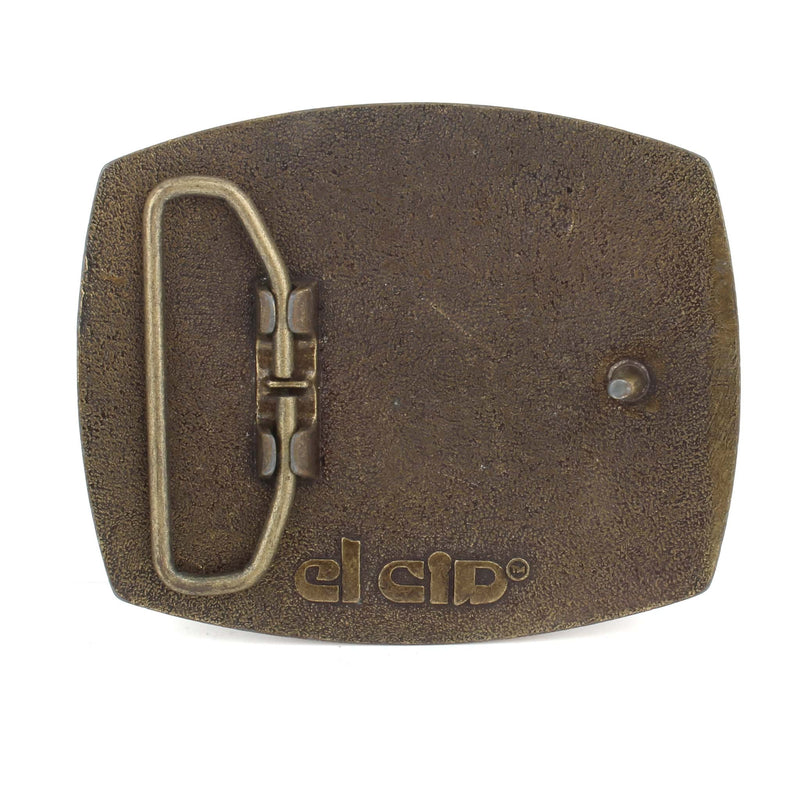 Vintage Clark First Choice in 5 Speed Transmissions Leather & Brass Belt Buckle by El Cid