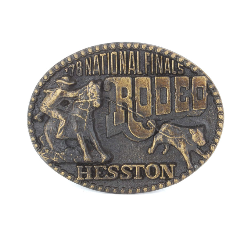 Vintage Hesston National Rodeo Finals 1978 Brass Belt Buckle