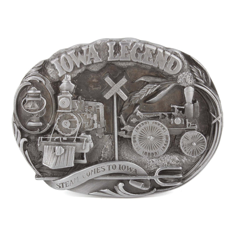 Vintage 1988 Iowa Legend "Steam Comes to Iowa" Railroad Pewter LE Belt Buckle by Siskiyou
