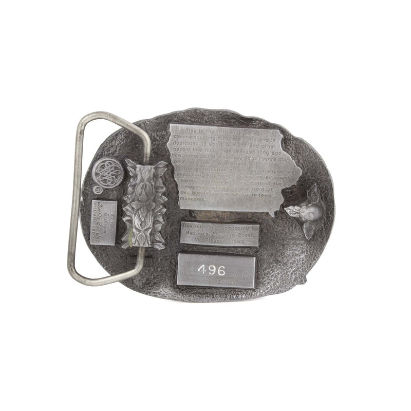 Vintage 1988 Iowa Legend "Steam Comes to Iowa" Railroad Pewter LE Belt Buckle by Siskiyou