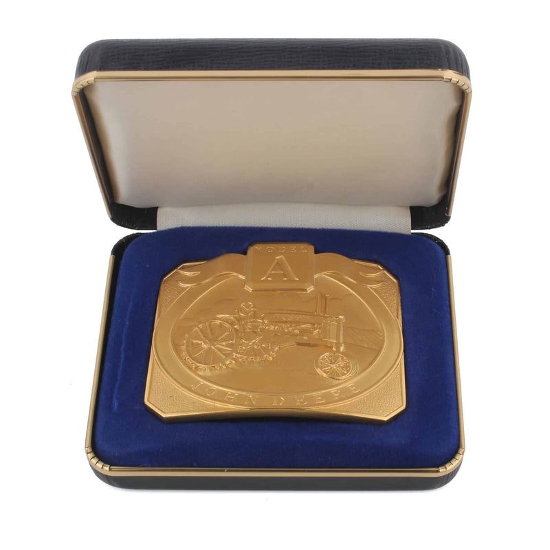 V&O John Deere Model A Tractor Belt Buckle 24K Gold Plated, 1989