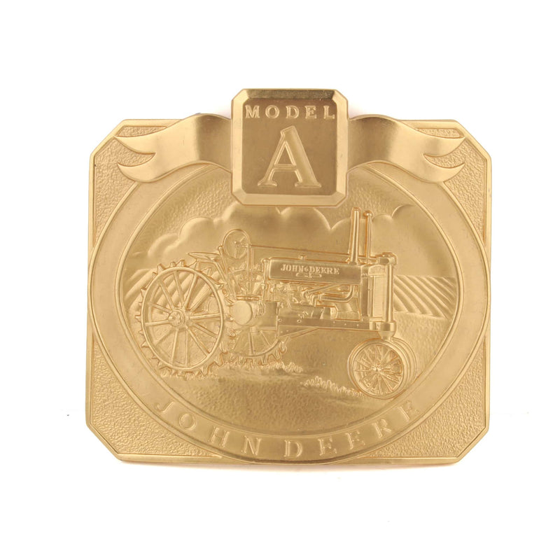 V&O John Deere Model A Tractor Belt Buckle 24K Gold Plated, 1989