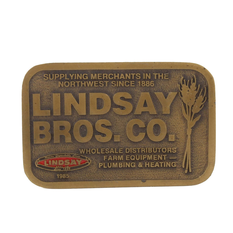 Vintage Lindsay Bros Farm Equipment Brass Belt Buckle