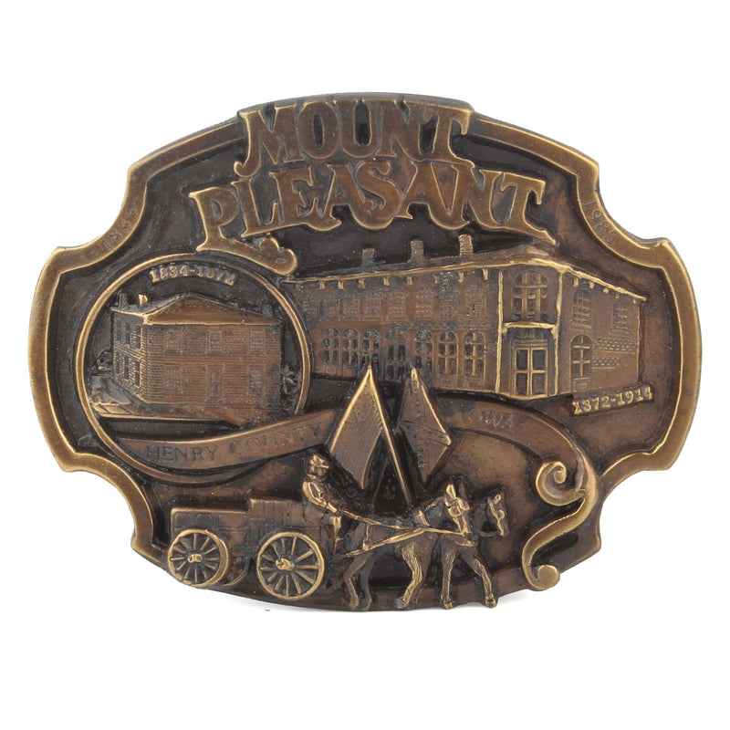 Vintage 1984 Mount Pleasant Henry County, Iowa LE Belt Buckle by Siskiyou