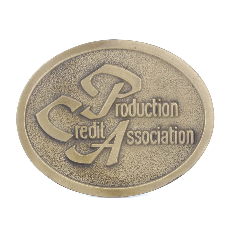 Vintage 1970s Agricultural Production Credit Association Brass Belt Buckle by Hit Line