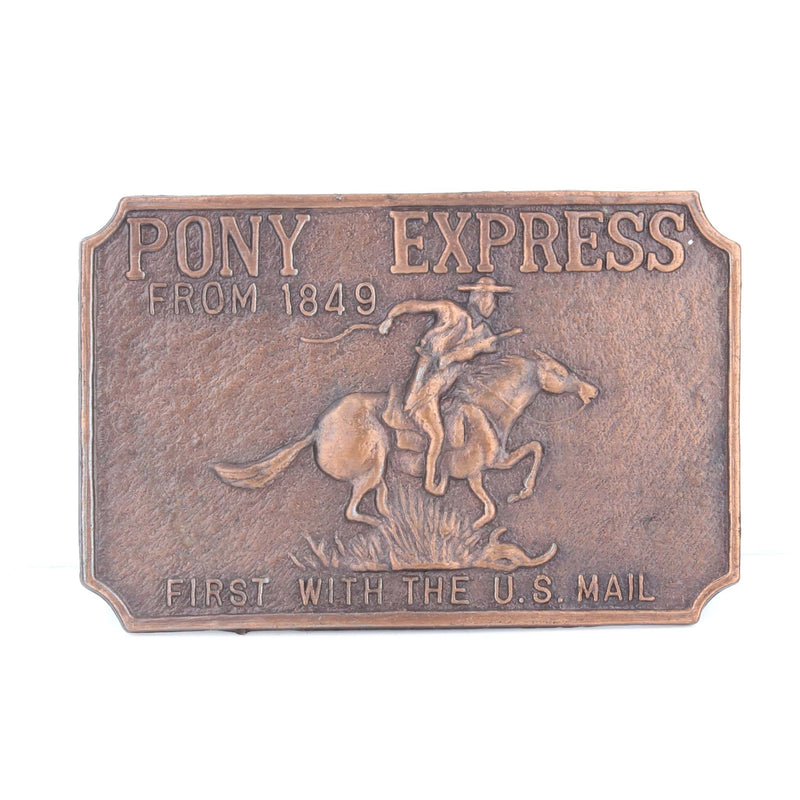 Vintage Pony Express US Mail Copper Tone Belt Buckle