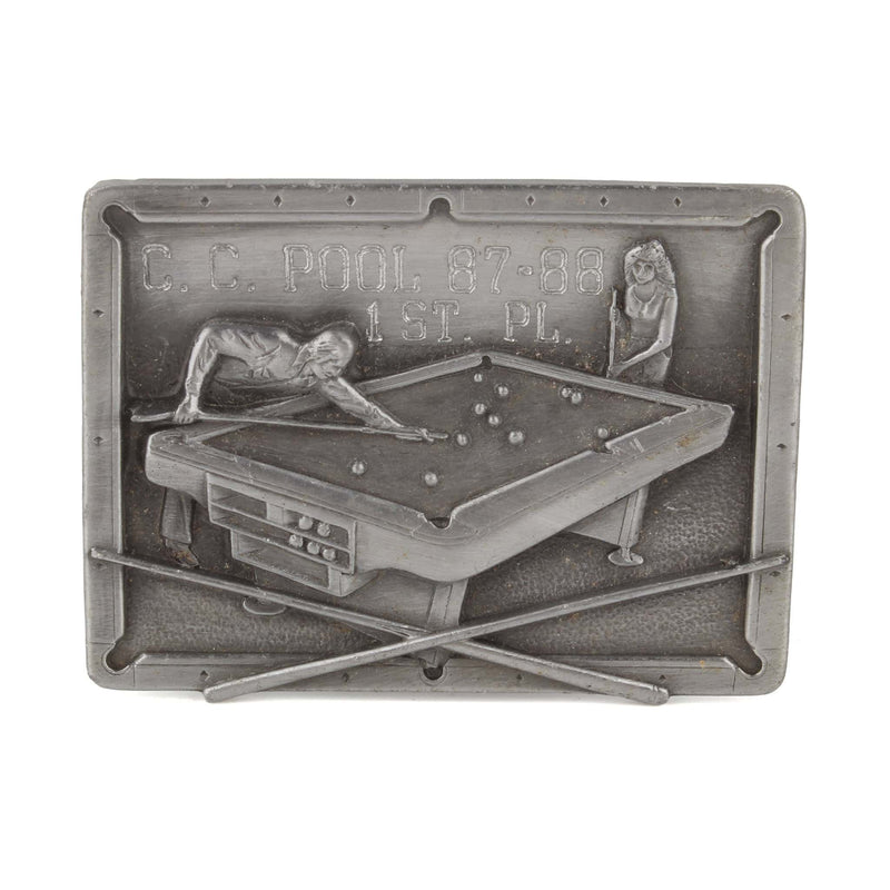 Vintage 1980s Pool or Billiards Trophy Belt Buckle by Bergamot Brass Works