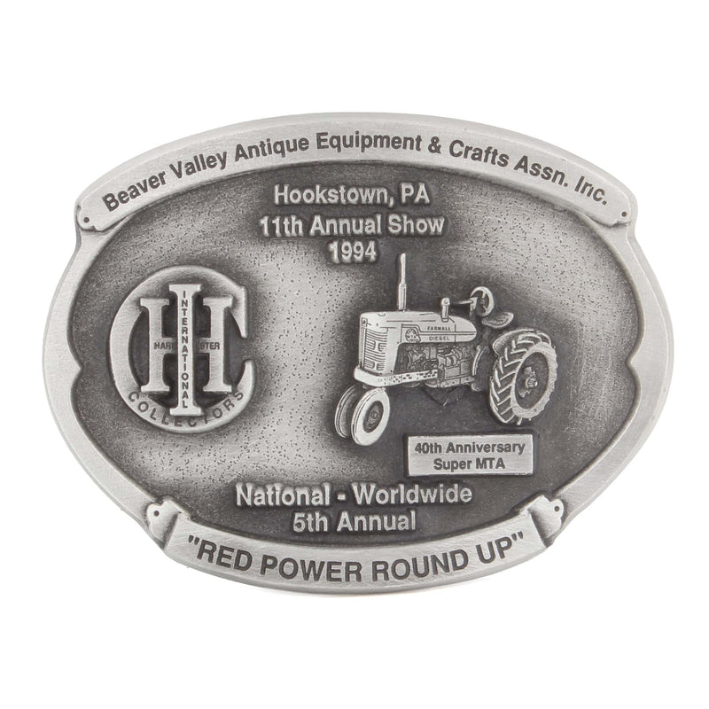 Vintage 1994 Beaver Valley Red Power Round UP IH Collectors Super MTA Pewter LE Belt Buckle by SpecCast