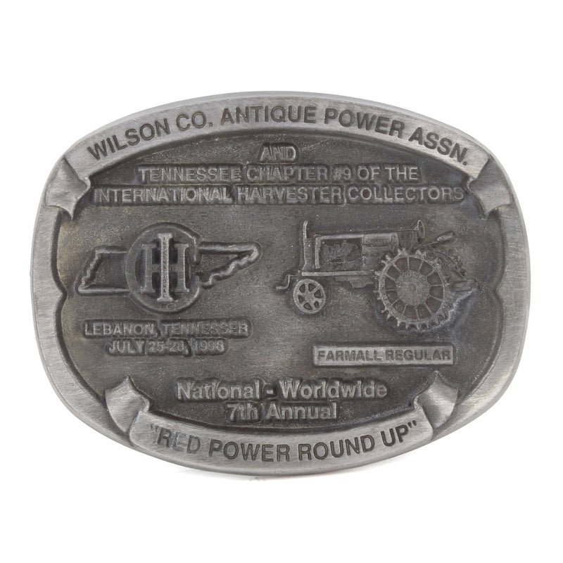 Vintage 1996 Wilson Co Red Power Round UP IH Collectors Farmall Regular Pewter LE Belt Buckle