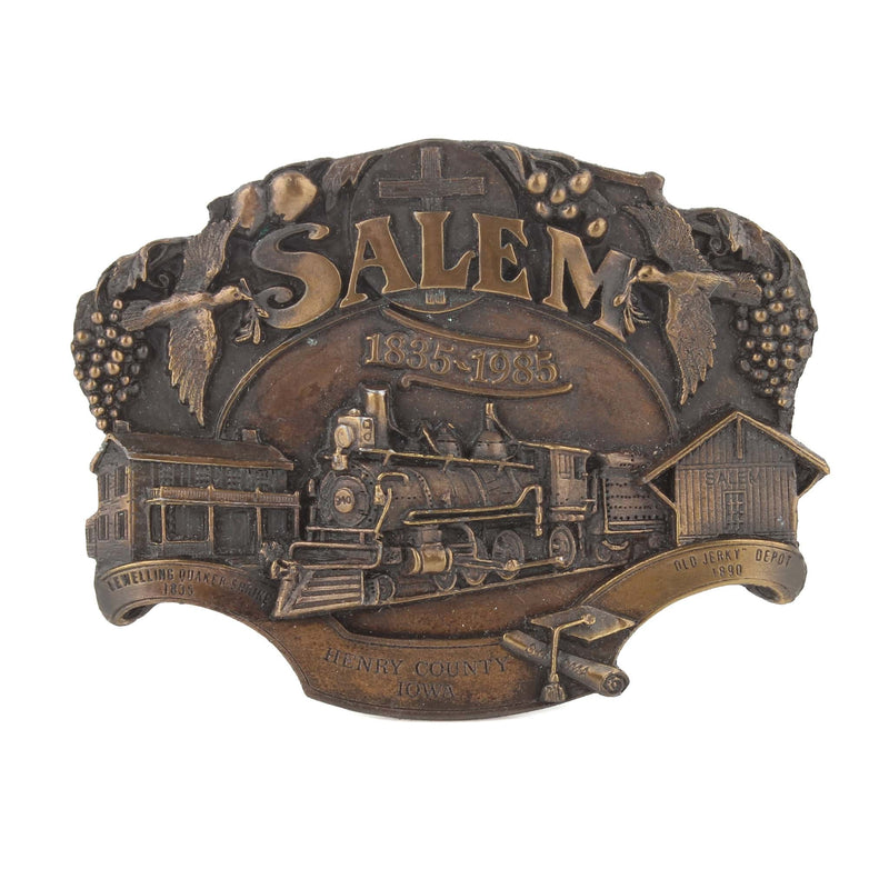 Vintage 1985 Salem Henry County, Iowa Metal LE Belt Buckle by Siskiyou