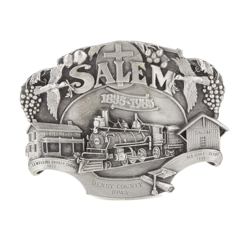Vintage 1985 Salem Henry County, Iowa Pewter LE Belt Buckle by Siskiyou