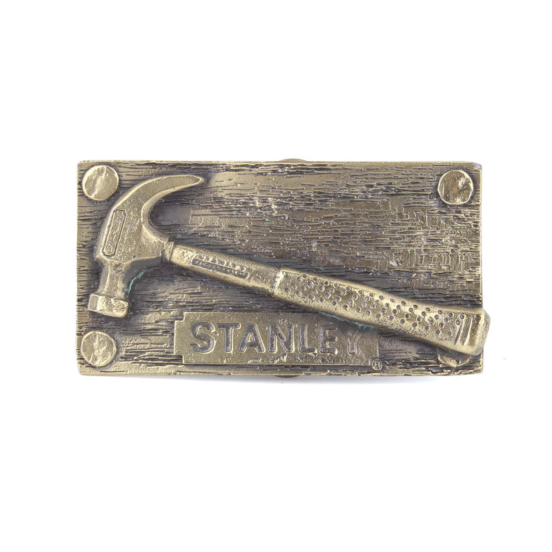 Vintage 1981 Stanley Tools Hammer Brass Belt Buckle
