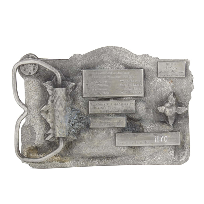 Vintage 1982 Old Settlers & Threshers Reunion "Transition Steam to Gas" LE Siskiyou Pewter Belt Buckle