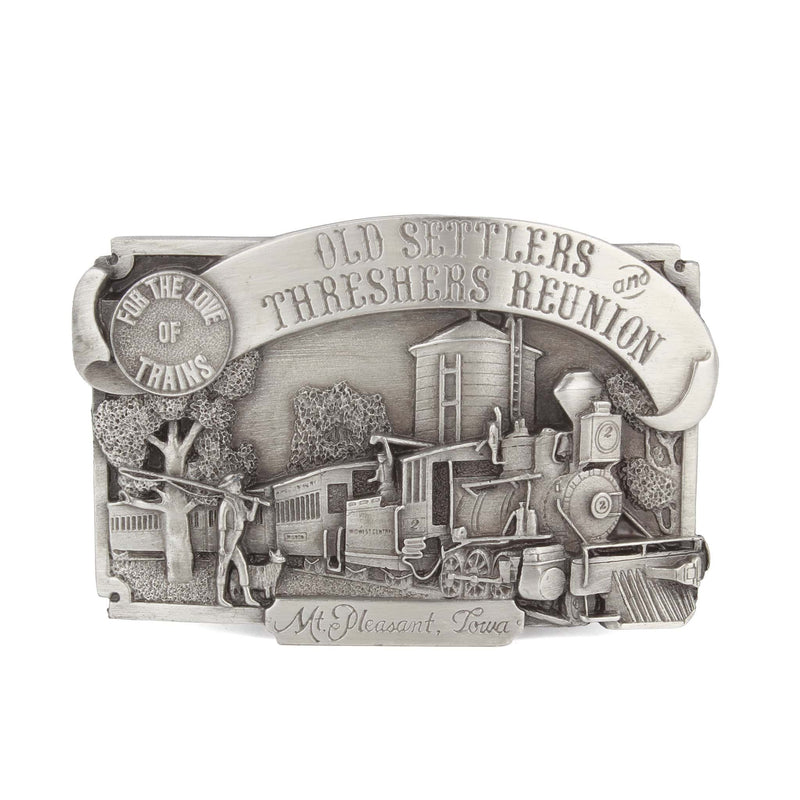 (B&D) Vintage 1983 Old Settlers & Threshers Reunion Mt Pleasant Iowa Pewter LE Belt Buckle - Damaged Item