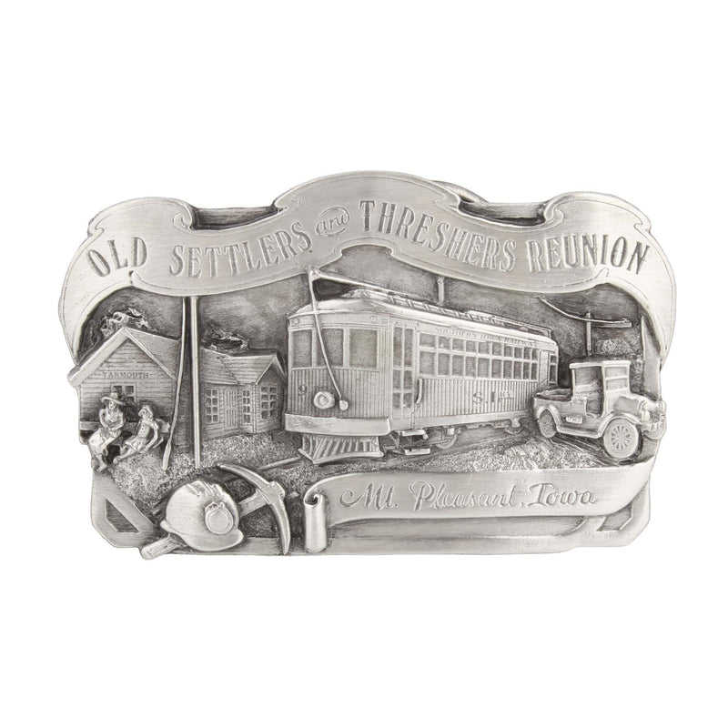 Vintage 1984 Old Settlers & Threshers Reunion Mt Pleasant Iowa Pewter LE Belt Buckle