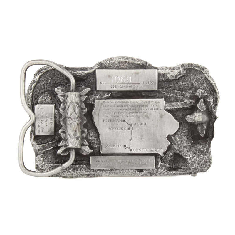 Vintage 1984 Old Settlers & Threshers Reunion Mt Pleasant Iowa Pewter LE Belt Buckle