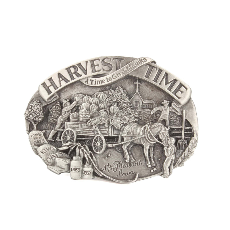 Vintage Threshers 1985 Harvest Time Mt Pleasant Iowa LE Siskiyou Pewter Belt Buckle