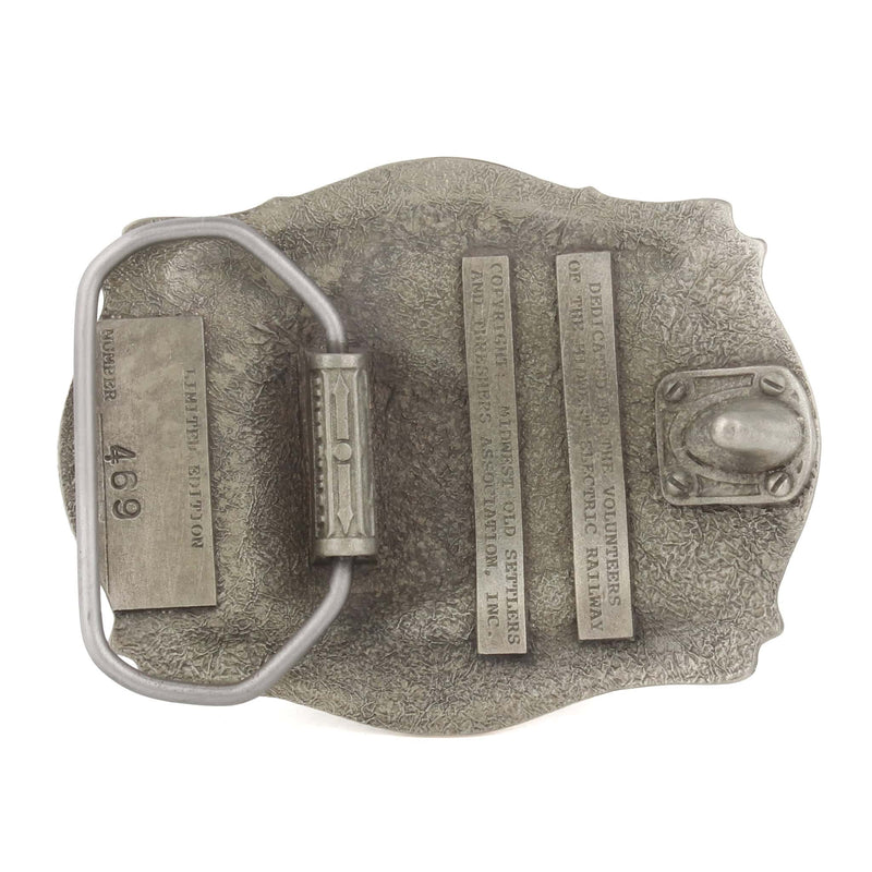 Vintage 1989 Midwest Old Threshers 40th Reunion Mt Pleasant Iowa Railways Pewter LE Belt Buckle