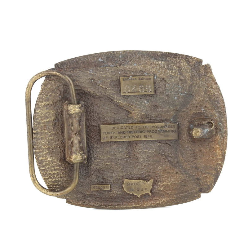 Vintage Midwest Old Threshers 1992 Reunion Log Village Mt Pleasant Iowa LE Belt Buckle