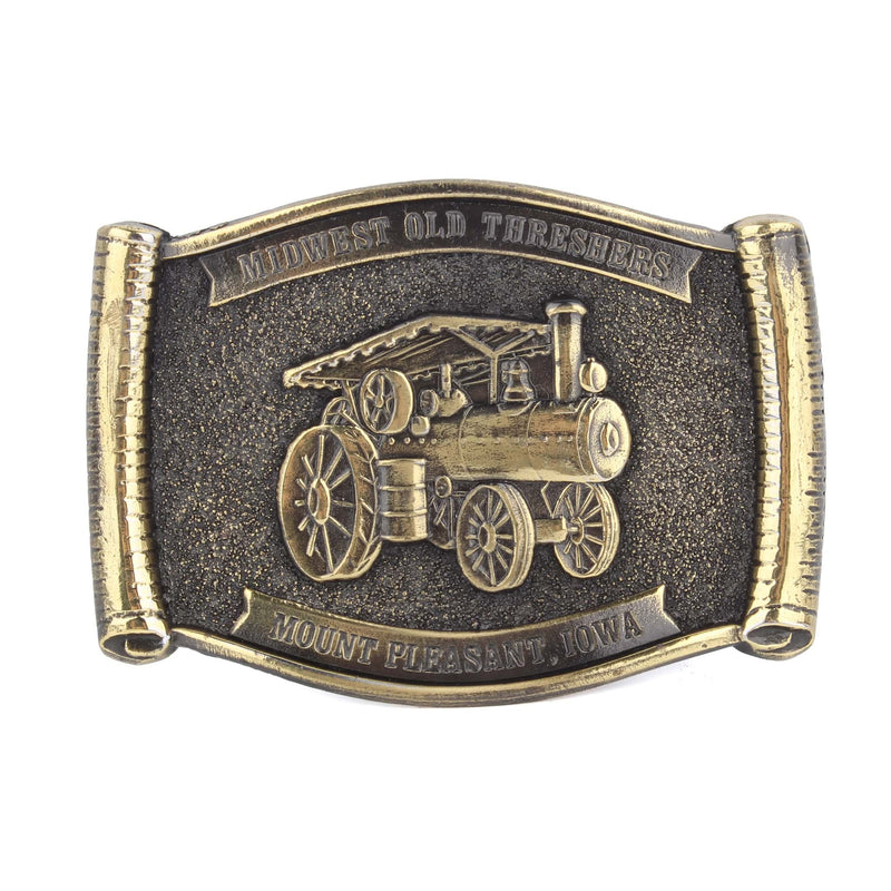 Vintage 1978 Brass Midwest Old Threshers Mount Pleasant Iowa Belt Buckle