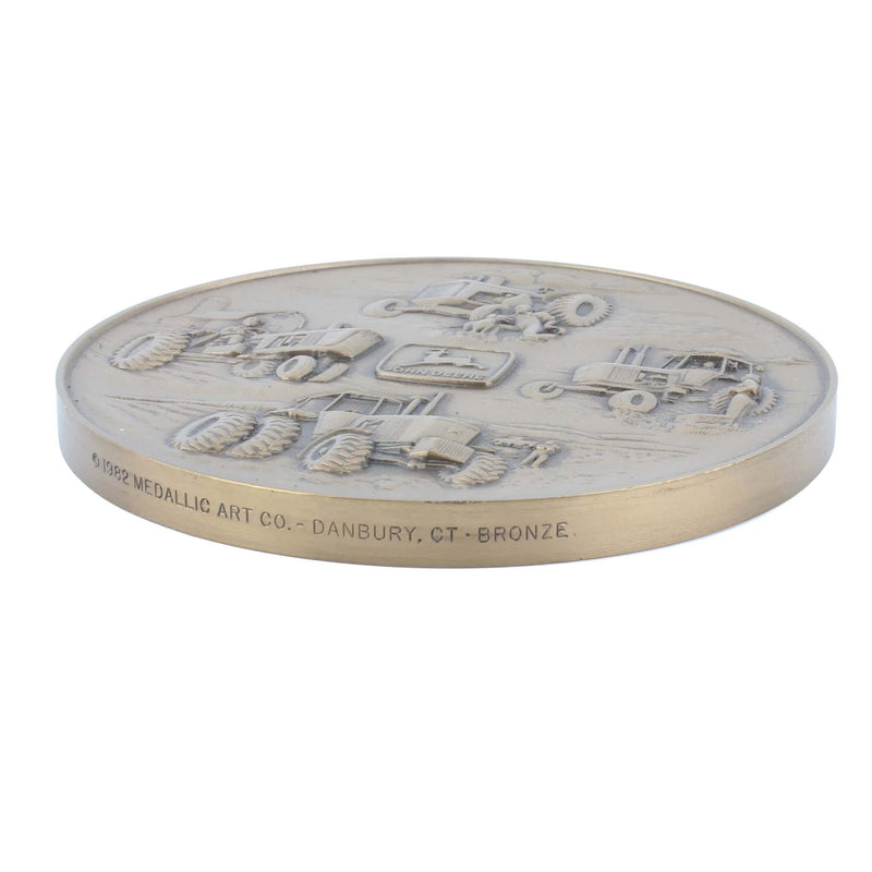 1983 Bronze John Deere Calendar Medallion, Four Generations 830, 4010, 4630, 50 Tractors